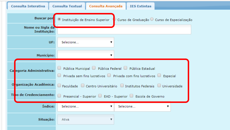 eMec - instituições de ensino