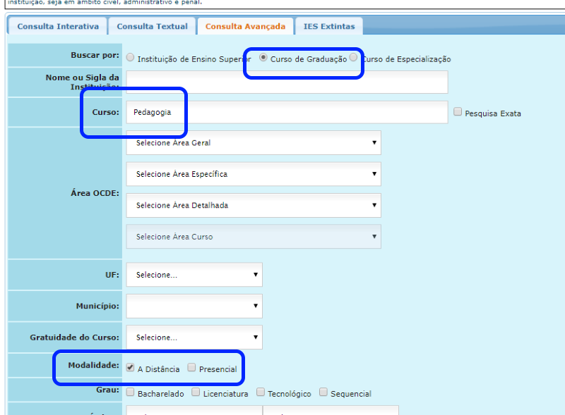 Consulta de polos EAD